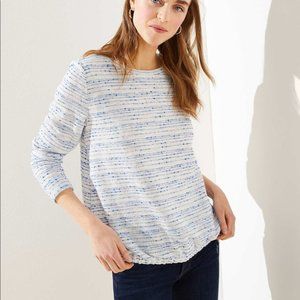 LOFT Striped Boucle Bubble Hem Sweatshirt Sweater